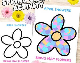 Spring Craft Flower, Spring Activity Daycare Preschool Kindergarten Classroom Spring Craft, Spring Worksheets, Kids Spring Craft Printables