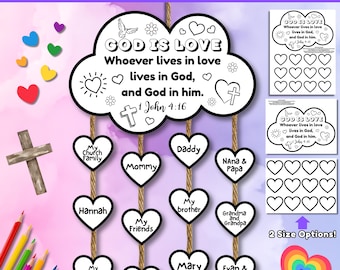 God Is Love Sunday School Craft for Kids, Children's Sunday School Lesson Printable, Bible Crafts, Valentines Day Crafts Religious Christian