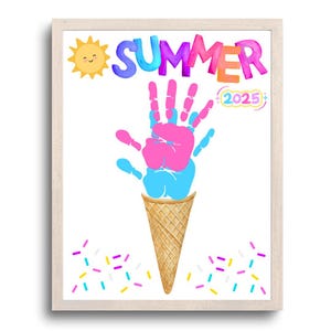 Summer Crafts for Kids, Handprint Art Summer Craft Kids Summer Craft Summer Crafts 2025 Daycare Toddlers Printable Ice Cream Handprint Craft