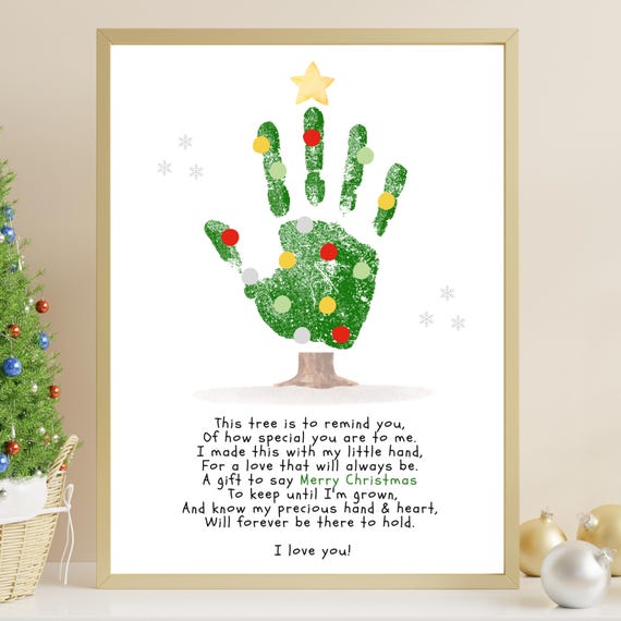 Arte con huellas de manos para Navidad, manualidad navideña para