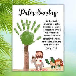 Palm Sunday Handprint Craft, Easter Handprint Art, Holy Week Crafts, Easter Printable Activities for Kids, Christian Bible Study Lessons