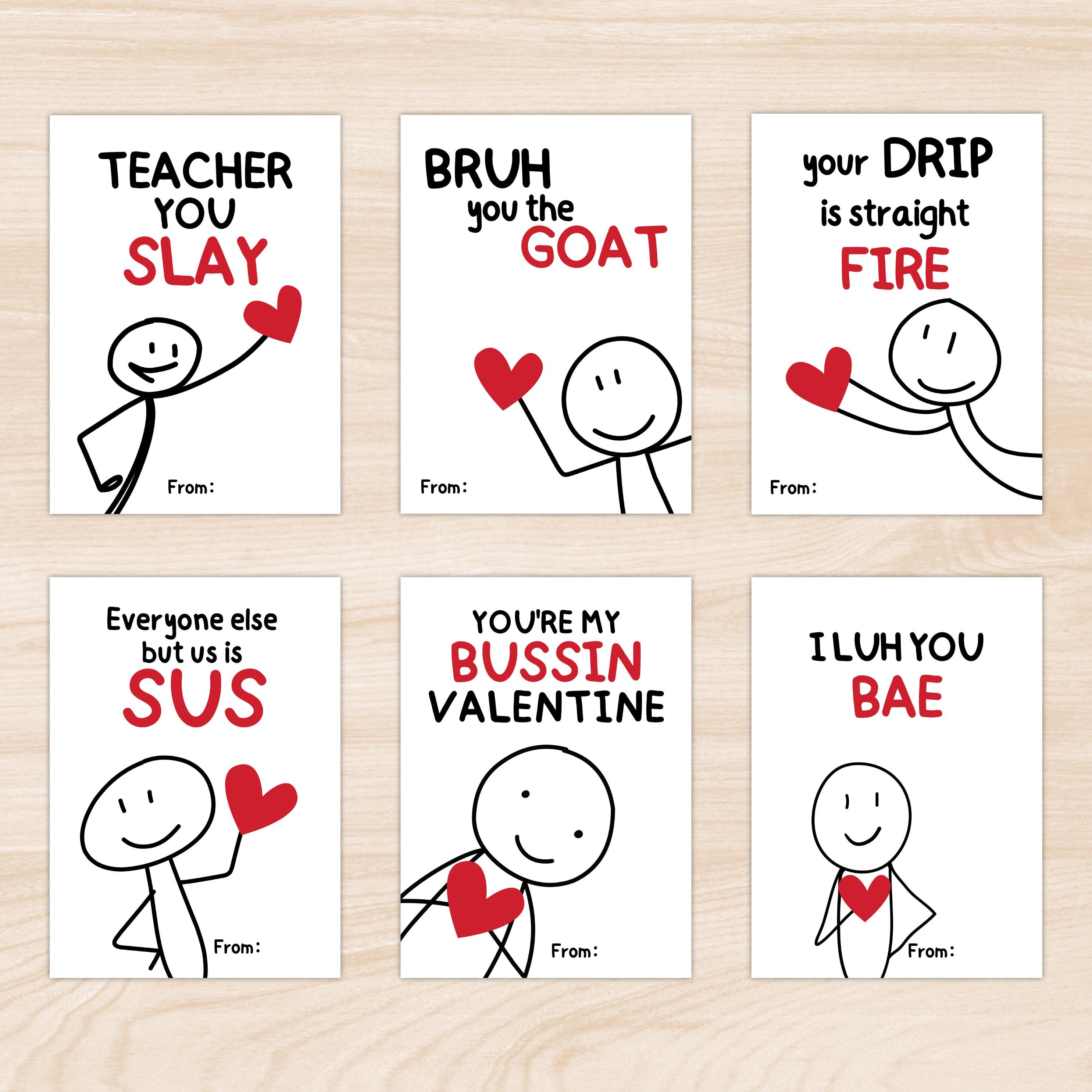Tween Valentine Cards, Slang Kids Valentines Day Cards, Funny ...
