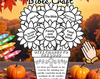 Give Thanks to the Lord Scripture Craft, Thanksgiving Crafts Bible Coloring Craft, Sunday School Christian Printable, Fall Crafts, Religious