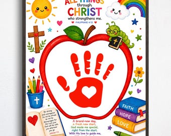 Christian Back to School Handprint Craft, First Day of School Printable, Sunday School Lesson, Preschool Kindergarten Daycare Bible Activity