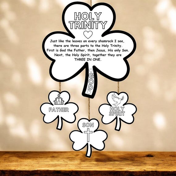 St. Patricks Day Crafts, Kids St. Patricks Activity Printable, Bible Craft Activity, Kids Christian Jesus Holy Trinity Shamrock Mobile Craft