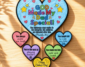 God Made My Dad Special Father's Day Craft Mobile, Fathers Day Crafts, Sunday School Christian Printable, Christian Crafts, Dad Bible Craft