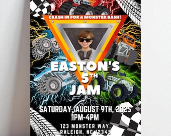 EDITABLE Monster Truck Birthday Invitation Monster Truck Birthday Invite Photo Template For Boys Trucks Birthday Invite Monster Truck Invite