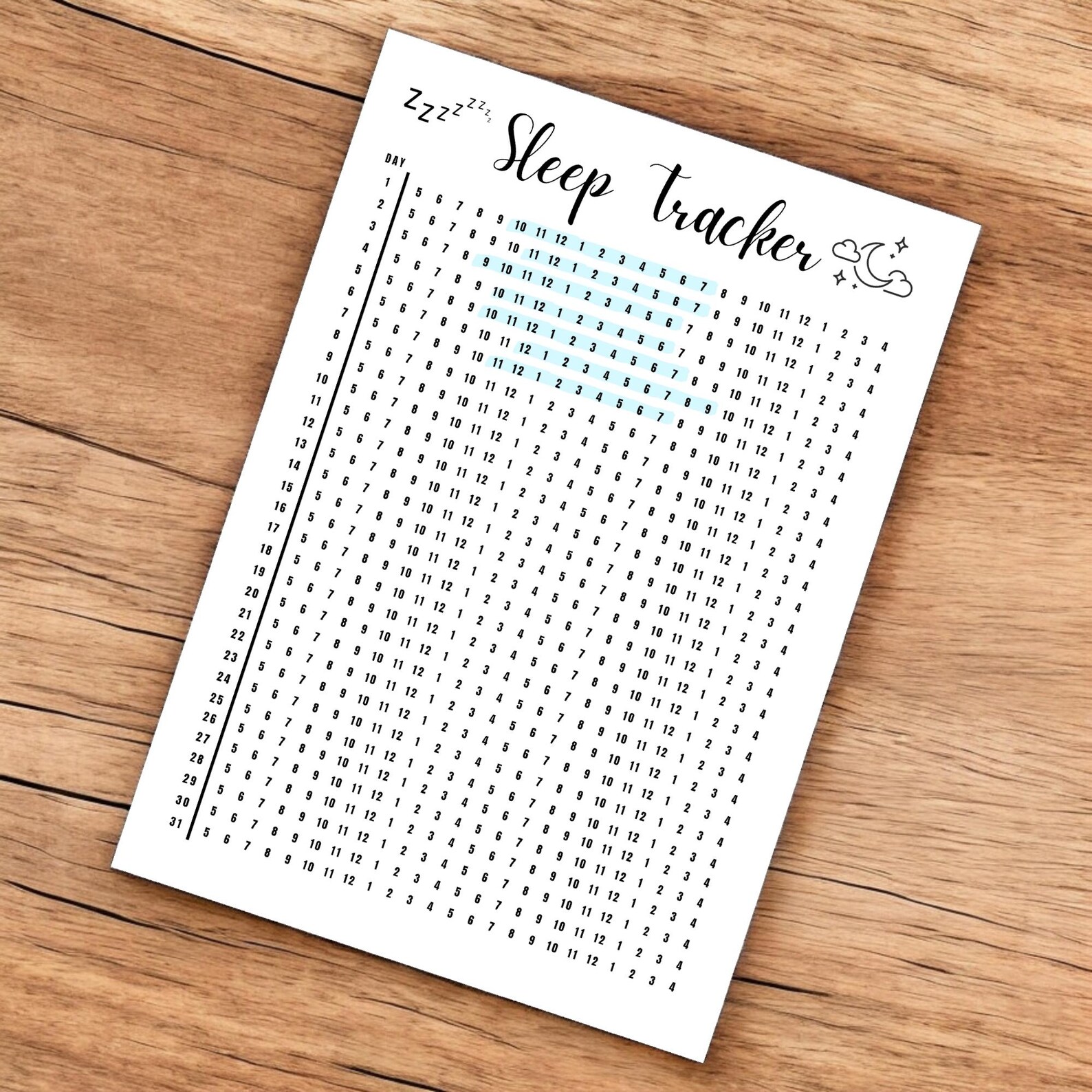 Sleep Tracker Printable, 24 Hour Sleep Tracker, Monthly Sleep Tracker ...