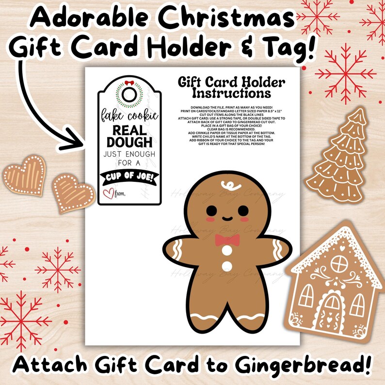 Christmas Tags, Christmas Gift Card Holder, Coffee Gift Card Holder, DIY Gifts, Editable Tags, Staff Teacher Gift Card, Christmas Printables image 2