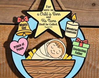 Christmas Bible Craft, Jesus Sunday School Lesson, Advent Activity, Christmas Crafts, Nativity Christian Religious Bible Printable for Kids