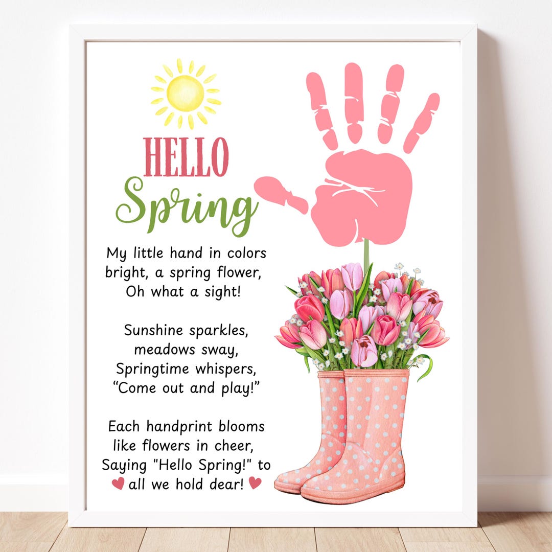 Spring Handprint Art, Spring Flower Handprint Craft, Hello Spring ...