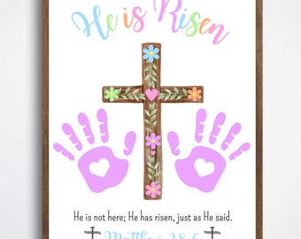 Easter Craft for Kids, Easter Handprint Art, He Is Risen, Easter Printable, Christian Easter Crafts, Easter Story, Holy Week Bible Crafts
