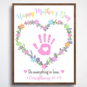 Mothers Day Handprint Art Craft, Mother&#39;s Day Craft, Mom Handprint, Kids Bible Verse Sunday School Christian Craft, Flower Craft for Mom