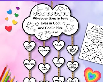 God is Love Scripture Craft, Sunday School Printables Bible Crafts