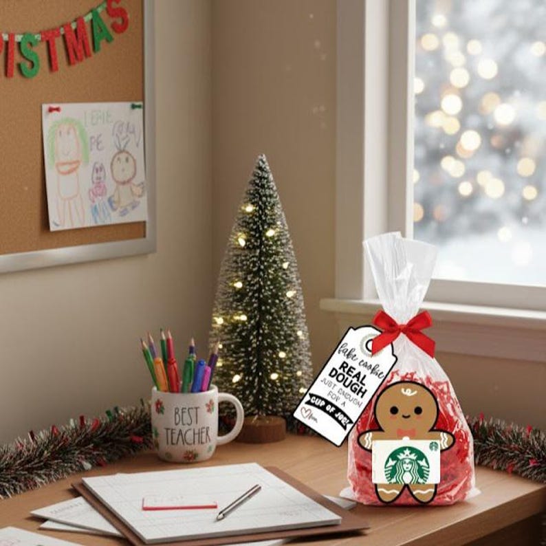 Christmas Tags, Christmas Gift Card Holder, Coffee Gift Card Holder, DIY Gifts, Editable Tags, Staff Teacher Gift Card, Christmas Printables image 8