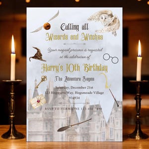 Wizards and Witches Birthday Invitation, Magical Birthday Invite, Castle Wizard Party, EDITABLE