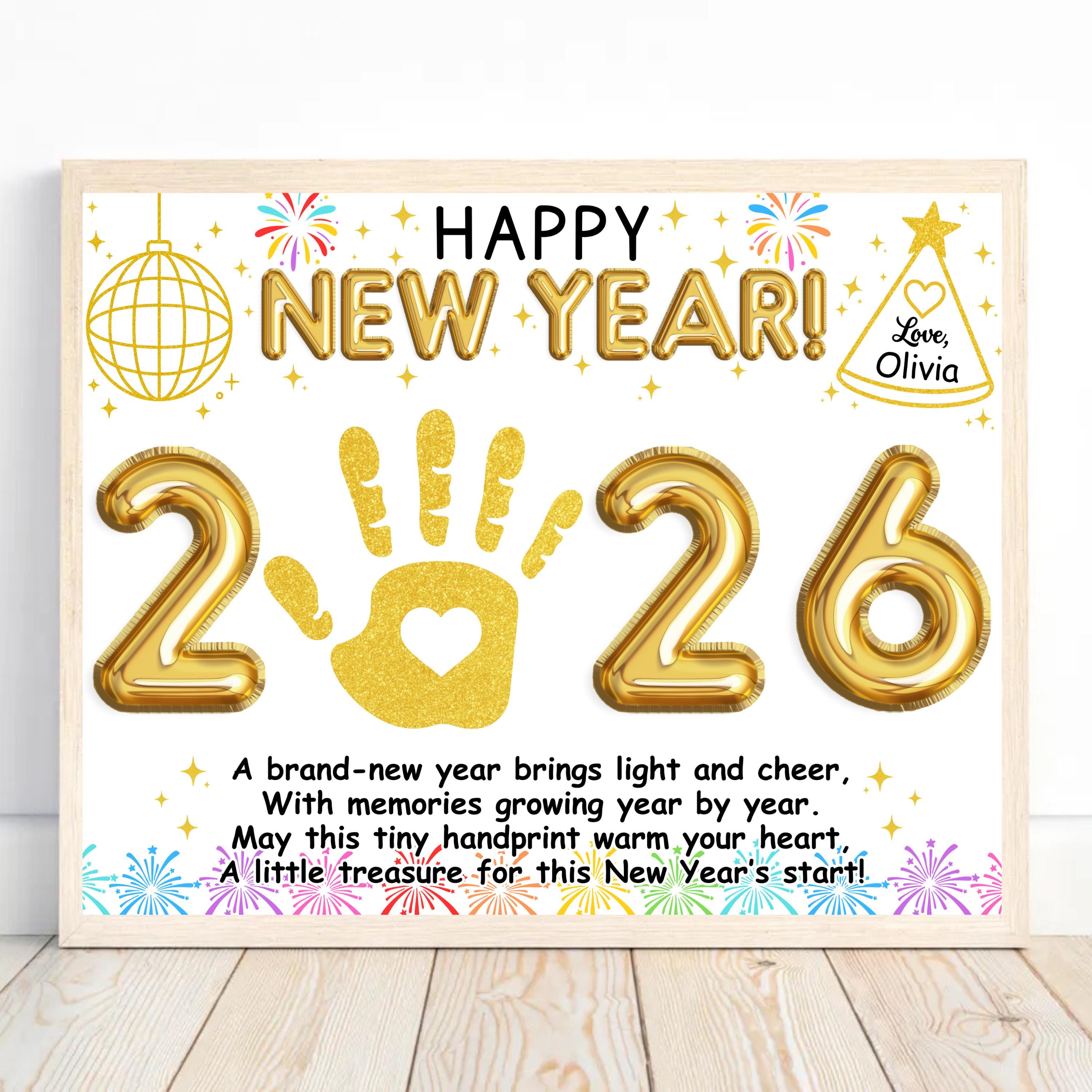 New Years 2026 Poem Handprint Craft Kindergarten Preschool PreK…