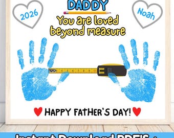 Manualidad con huellas de manos para el Día del Padre, Arte con huellas de manos para el Día del Padre, Manualidades para el Día del Padre, Regalo para el Día del Padre de parte de los niños, Recuerdo imprimible para papá para bebés y niños pequeños
