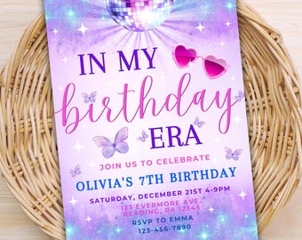 Taylor Birthday Invitation, In My Birthday Era, Era Party, Taylor Birthday Decor, Taylor Butterfly Birthday Invite, Editable Printable