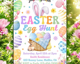 Easter Invite, Easter Egg Hunt Invitation, Easter Party Invite, Easter Bunny Invite Easter Invitation, Easter Printable, Editable Invitation