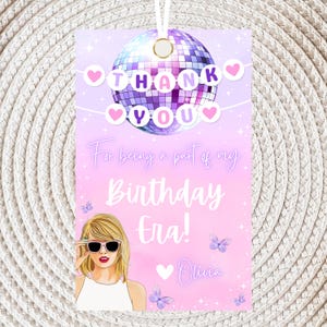 Taylor Thank You Tag, Taylor Birthday Tags, Favor Tags, Eras Birthday Party Favor, Friendship Bracelet Favor Tag, Taylor Gift Tag