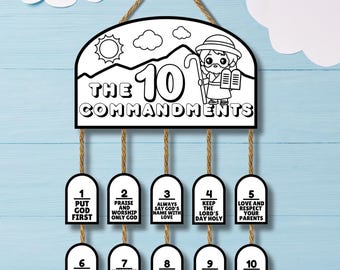 10 COMMANDMENTS Bible Craft for Kids, Sunday School Printables, Kids Sunday School Crafts, Religious Crafts, Bible Lessons, Christian Crafts