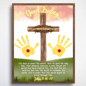 Good Friday Craft, Good Friday Handprint Craft, Easter Handprint Art, Holy Week Crafts, Easter Story for Kids, Christian Bible Study Lessons