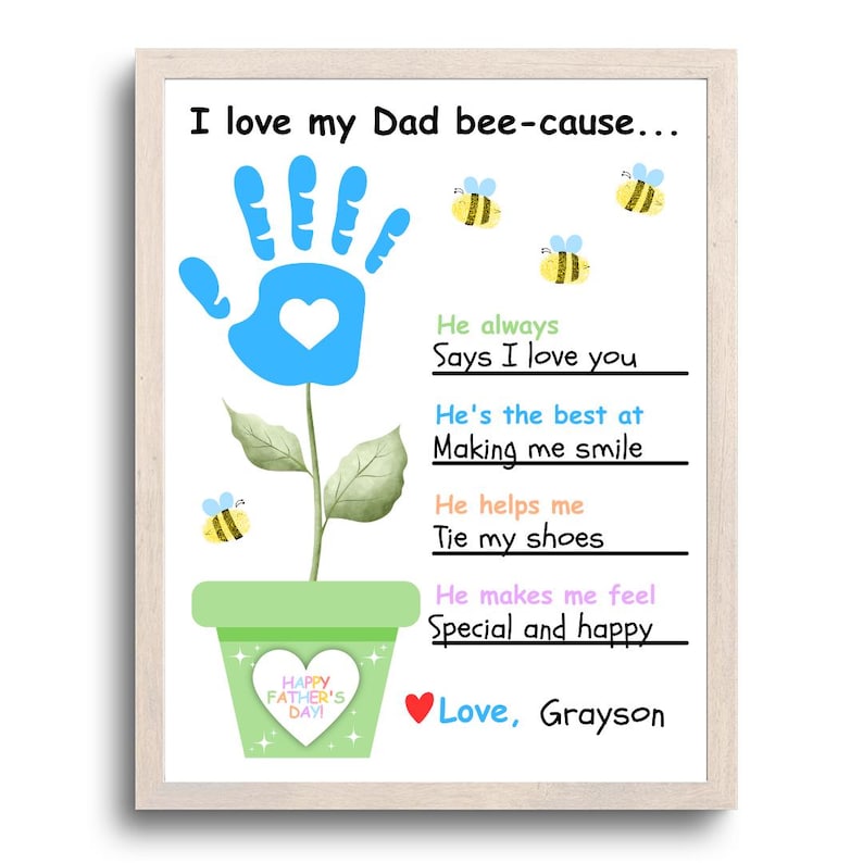 Fathers Day Handprint Art Craft, Dad Handprint Fingerprint Craft ...