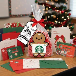 Christmas Tags, Christmas Gift Card Holder, Coffee Gift Card Holder, DIY Gifts, Editable Tags, Staff Teacher Gift Card, Christmas Printables image 3
