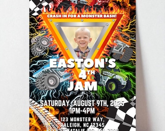 EDITABLE Monster Truck Birthday Invitation Monster Truck Birthday Invite Photo Template For Boys Trucks Birthday Invite Monster Truck Invite