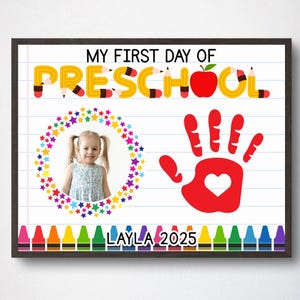 First Day of School Handprint Craft 2025,  Back to School Printable, Kids Kindergarten Preschool PreK School Handprint Art Activity EDITABLE