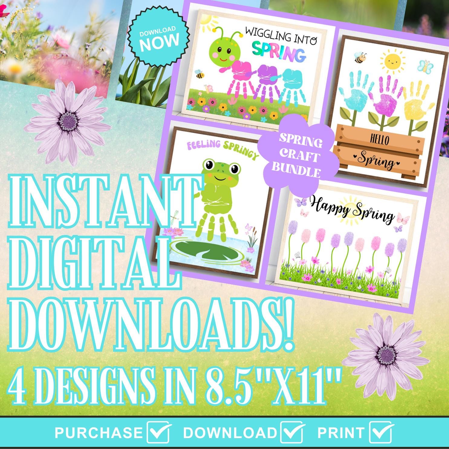 Spring Handprint, Spring Handprint Craft, Kids Craft Bundle, Spring ...