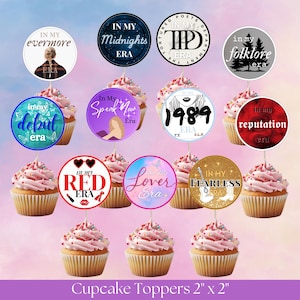 In My Eras Cupcake Topper Printable, Taylor Birthday Decorations, TS Birthday Decor, TS Birthday Party Toppers, 11 Eras Toppers