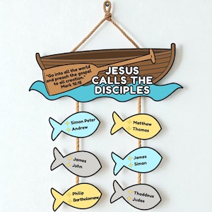 JESUS Calls The Disciples Mobile Hanging Craft, Kids Sunday School Printable, Bible Crafts for Kids, Christian Crafts, Sunday School Crafts