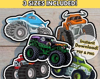 Monster Truck PNG Monster Truck Cutouts, Printable Monster Truck Cut Outs, Monster Truck Birthday Monster Truck Party Decor Instant Download