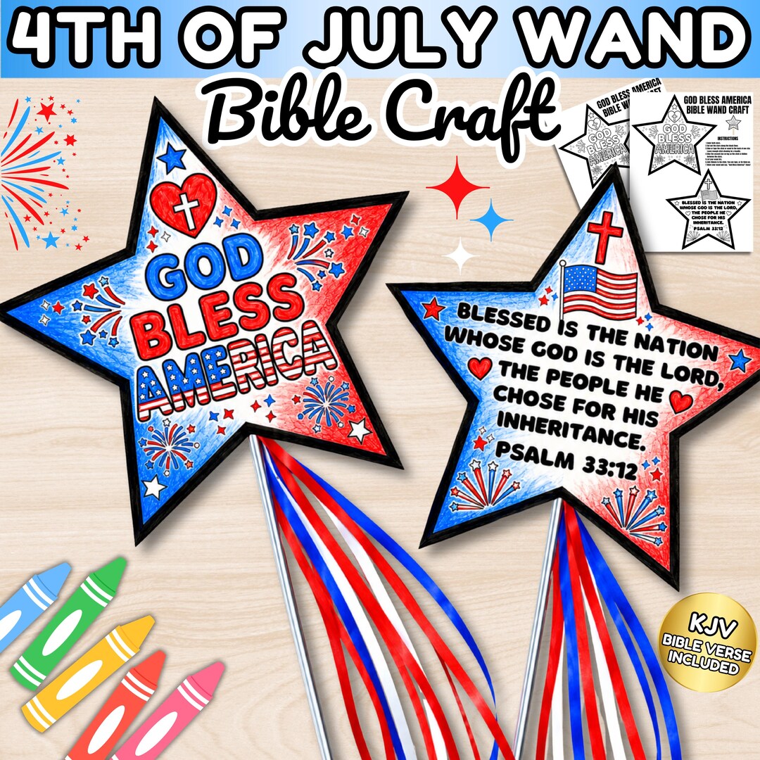 4th of July Crafts for Kids, July 4th Sunday School Lesson Fan Wand ...