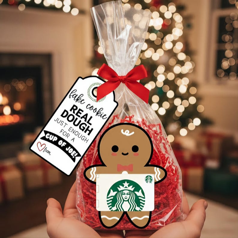 Christmas Tags, Christmas Gift Card Holder, Coffee Gift Card Holder, DIY Gifts, Editable Tags, Staff Teacher Gift Card, Christmas Printables image 1