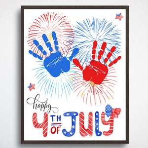 4th of July Handprint Craft, Fourth of July Fireworks Handprint Art Activity, Camp Crafts, Toddler Daycare Preschool 4th of July Printable
