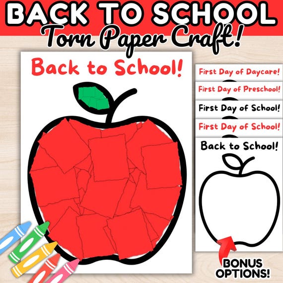 Back to School Crafts, First Day of School Activity, Daycare Preschool Kindergarten Classroom School Craft, Kids Back to School Printable