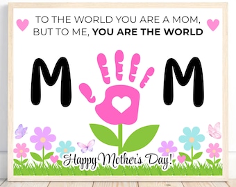 Mother's Day Handprint Art Mothers Day Gift, Mothers Day Printable, Mommy Handprint Art, Activity Page, Mothers Day Flower Craft Activity