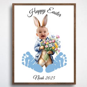 Créations de Pâques pour les enfants, Pâques à imprimer, créations d'empreintes de pas de Pâques, créations photo de lapin de Pâques, art de l'empreinte de main de Pâques souvenir, enfants tout-petits bébé