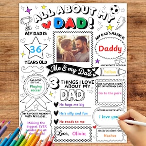Vaderdagsknutsels, Vaderdagcadeau van kinderen, Alles over mijn vader Afdrukbaar Vaderdag, Vaderdagwerkblad Klaslokaal Kleuterschool