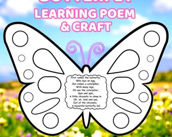 Summer Crafts for Kids, Kids Spring Craft Activity, Spring Craft Printable, Summer Craft Template for Kids, Butterfly Crafts, Camp Crafts