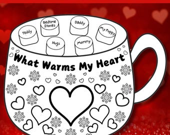 Activités manuelles à imprimer pour les enfants, Artisanat de chocolat chaud, Travaux manuels pour la classe, Travaux manuels de la Saint-Valentin pour enfants, Imprimables d'hiver, Activités manuelles pour une garderie, Artisanat de chocolat chaud