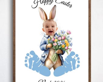 Easter Crafts for Kids, Easter Printable, Easter Footprint Craft, Easter Bunny Photo Craft, Keepsake Easter Handprint Art, Kids Toddler Baby