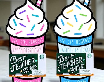 Back to School Printable, Coffee Gift Card Holder, First Day of School Gift Card, Back to School Teacher, First Day of School Teacher Gift