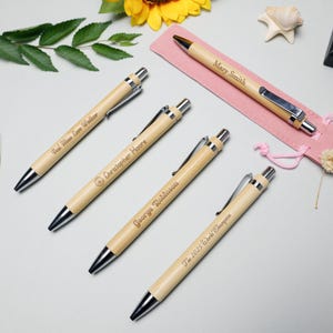 Custom Ballpoint Pens Personalised Engraved Wedding Pens Office Stationery Pens Wedding Guest Gift Custom Pens Bulk Vintage Bamboo Pens