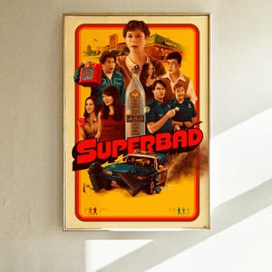 Pôster de Superbad (2007), pôster de filme, arte de parede, decoração de quarto, presente personalizado, colecionáveis de filmes, tela embrulhada, moldura