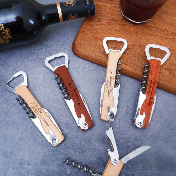 Custom Wine Bottle Opener Customized Wine Corkscrews Groomsmen Gift Engraved Wedding Bottle Opener Personalized Gifts for him Christmas Gift