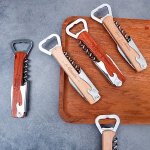 Personalized Engraved Wine Bottle Opener Custom Wine Cork Screws Customised Wedding Gifts Wooden Wine Openers Groomsmen Gifts Gift for Him